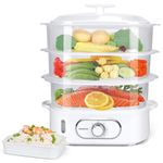 Aigostar 3 Tier Electric Food Steamer 12L, 900W Vegetable Steamer with 60 Minute Timer, BPA Free, Separate Rice Bowl and Stackable Steam Baskets, Healthy Cooking, Energy Saving, Refill While Steaming