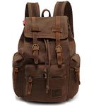 HuaChen Vintage Canvas Backpack,17" Laptop Backpacks Rucksack,Shoulder Travel Camping Hiking Backpacks for Men Women (M32_Coffee_Large)