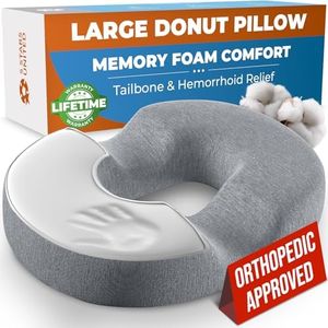 5 STARS UNITED Donut Pillow Hemorrhoid Tailbone Cushion – Large Cushion for Pain Relief – Coccyx, Prostate, Sciatica, Pelvic Floor, Pressure Sores, Pregnancy, Postpartum Recovery, Gray