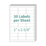 30-UP 1" X 2-5/8" Shipping Address SKU FNSKU Labels for Inkjet Printers, 100 Sheets, Pack of 3000 Labels