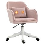 Vinsetto Velvet-Feel Office Chair with Rechargeable Electric Vibration Massage Lumbar Pillow, Wheels, Pink