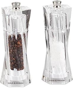 Cole & Mason Tier 2 Aldeburgh Gift Set - Twisted Hexagon Shaped | Acrylic | Dual Diamond Sharp Ceramic Mechanism | Adjustable Grind | Easy-to-Use Knob | Etched S&P On Top | Partially Filled