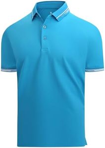 Esabel.C Mens Golf Shirts Short Sleeve Stretch Moisture Wicking Performance Dry Fit Collared Golf Shirts for Men, Bright Blue, M