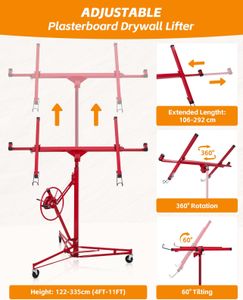 DKIEI 11FT Drywall Lifter – Heavy Duty Panel Hoist, Red