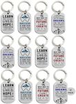 (12-Pack) Motivational Keychains with Inspirational Quotes - Wholesale Bulk Keychains for Corporate Office Gifts, Thank You Appreciation Gifts for Staff, Small Bulk Gifts for Coworkers and Employees, Multicolored, One Size