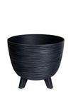 Planters Pride Futura 40cm ⌀ Ribbed Plant Pot, Anthracite - 5L Raised Flower Bowl on Legs - Plastic Outdoor Garden Planter, Indoor House Plant Pot - Weather-Resistant 32cm Tall Decorative Pot