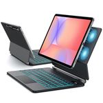 JUQITECH Magic Keyboard Case for Samsung Galaxy Tab S10 Lite S10 FE 2025 S9 FE 10.9 Inch S11 S9 S8 S7 11", Floating Cantilever Magnetic Stand Wireless Backlit Trackpad Keyboard, S Pen Slot LED Display