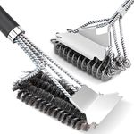 BBQ Brush, 17 Inch Grill BBQ Brush with Scraper, Stainless Steel Barbecue Brush BBQ Grill Cleaner, Suitable for Gas, Charcoal, Infrared & Barbecue Grill