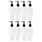 Cornucopia Brands 8-Ounce Clear Oval-Shaped Plastic Lotion Bottles w/Black Pump Dispensers (8-Pack); Empty Containers for Lotion Liquid Soap Baby Care Hand Sanitizer & More