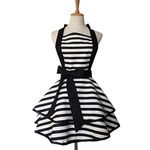 Hyzrz Lovely Handmade Cotton Retro Aprons for Women Girls Cake Kitchen Cook Apron for Mother's Gift (Black)