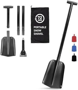 72 HRS Collapsible 4-in-1 Aluminum Compact Snow Shovel + Ice Scrapper - Snow Removal in Winter, Emergency Kit for Vehicle, Car, Van, SUV, Truck, Snowmobile, Camping, Gardening (Black, 27”-43”)