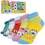 SPONGEBOB SQUAREPANTS Mens Ankle Socks, Soft and Breathable Socks Pack of 5 - Gifts for Him