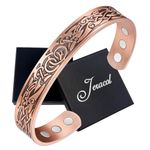 Jeracol Copper Magnetic Bracelets for Men Women,100% Solid Copper Magnetic Brazaletes with 6 Ultra Strong Magnets,Adjustable Sizing Cuff Bangle with Jewellry Gift Box