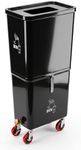 Beverage Bin Black Dual-Compartment Drink Dump Bin with Locking Wheels, HDPE, 16x10x36 Inches, for Bars, Restaurants & Events