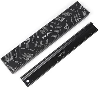 WUTA Stainless Steel Machinist Ruler, Black Chrome Metal Rulers, Leather Cutting Steel Ruler, Metal Ruler 12 inch for Length Measurement
