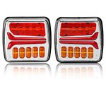 D-TECH 2Pcs 12V 24V Led Trailer Lights, Waterproof Trailer Tail lights,5Functions Rear Lights,ECE Approval