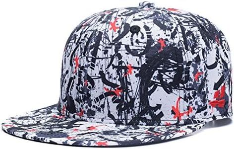 Quanhaigou Red Dancing Stars SnapbackFashion Graffiti Baseball Cap Black Flexible Arrow Plain Adjustable Hats