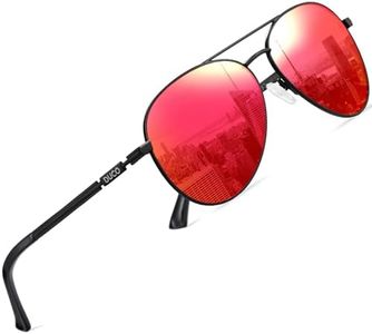 DUCO Occhiali da sole polarizzati da uomo classici unisex occhiali da aviatore UV400 filtro categoria 3 3025K, Struttura: nero, lenti: rosso, 59