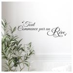 Tout Commence par un rêve vinyl Decal | 27 x 9 inches | Black Matte | Wall decal - French Decor - French quote - vinyl lettering - Bedroom decor - Office decor - inspirational wall art sticker