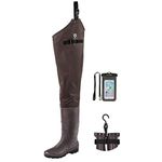 TIDEWE Hip Wader, Lightweight Hip Boot for Men and Women,2-Ply PVC/Nylon Fishing Hip Wader Brown Size 12