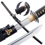 Samurai Sword Japanese Katana 9260 Steel Cold Steel Katana Sword Real Sharp Training Katana (Black Whirlwind)