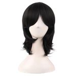 MapofBeauty 16 Inch/40 cm Short Side Bangs Synthetic Fiber Cosplay Layered Wig (Black)