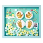 Mold Your Memories Baby Clay Handprint&Footprint Wooden Rectangular Wall Mount Frame With Led Light Safe And Non-Toxic Clay New Born Gift 1St Birthday Gift Baby Shower Gift(Blue),1 Kit,Pack Of 1