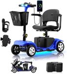 Mobility Scooter for Adults, Senior, 4 Wheels Electric Powered Chargeable Device for Travel, Lightweight Mobility Scooter, with LED Headlights and Basket, Charger Included