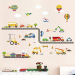 decalmile Construction Transportation Wall Decals Car Truck Plane Boys Wall Stickers Kids Bedroom Baby Nursery Playroom Wall Decor