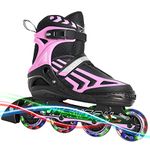 ITurnGlow Adjustable Illuminating Inline Skates for Boys and Girls with Full Light up Wheels, Beginner Roller Skates for Kids Youth Women and Men