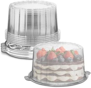MT Products PET Plastic Cake Container - 5 Pieces with Clear Cover for Optimal Product Visibility for 8” Round 2 Layer Cake - Plastic Bakery Box - Made in The USA