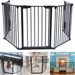 tonchean Foldable Fireplace Fence Wide Pet Gates Dog Gates 118 Inch Freestanding Tall Metal Pet Gate, Pet Fence Safety Gates Play Yard Portable Wide Barrier Gate Christmas Tree Fence