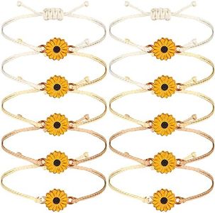 20 Pcs Handmade Sunflower Bracelets Adjustable Friendship Bracelet Friend Boho Couple Bracelets Matching Bracelets Promise Bracelets for Couples Women Girl Friends, Medium, rope and wax coated