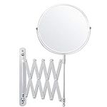 Belle Vous Chrome Wall Mounted Extendable 360° Swivel Mirror - 3X Magnification - 17.5 x 18.5cm/6.88 x 7.28 inches - Double Sided Rotating Stainless Steel Bathroom Vanity Mirror for Makeup & Shaving