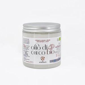 ERBOTECH, Olio di Cocco Biologico, Puro al 100% e Spremuto a Freddo, Ideale per il Corpo e anche per i Capelli, Ottimo Anche per Uso Alimentare, Made in Italy, 500 ml
