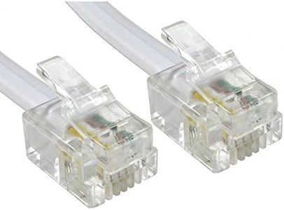 PCSL Premium ADSL/Fibre Broadband Cable - Premium Quality/Gold Plated Contact Pins/High Speed/Router or Modem to RJ11 Phone Socket or Microfilter for use with ADSL/FTTC/Fibre (5m, White)