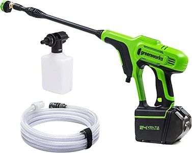 Greenworks G24PW Cordless Handheld Pressure Washer, 24Bar, 180L/hour, 300W Detergent Bottle and 6m Siphon Hose, WITHOUT 24V Battery and Charger, 3 Year Guarantee