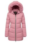 MOERDENG Women's Winter Windproof Warm Down Coats Waterproof Thicken Hooded fashions Puffer Jacket, Pink, S