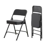 KAIHAOWIN Folding Chairs with Padded Seat Comfortable Foldable Chair Indoor Metal Chairs with Ultra Thick Cushion-Black