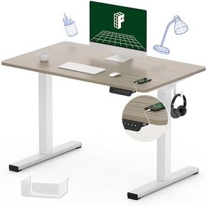 FLEXISPOT Standing Desk Quick Assembly Electric Stand Up Desk with 100×60 CM Whole-Piece Desktop Ergonomic Memory Controller Height Adjustable Desk White Frame + 100 CM Grey Wood Grain Desktop