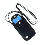 DefenderShield EMF Radiation Blocker Phone Pouch (Black) - Lightweight Radiation Blocker for Cell Phone with Crossbody Strap - EMF Shield with Extra Pocket (7.5 x 4 in)
