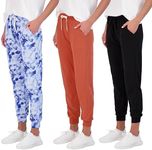 Real Essentials Women's Lounge Jogger Soft Teen Sleepwear Pajamas Fashion Loungewear Yoga Pant Active Athletic Track Running Workout Casual wear Ladies Yoga Sweatpants Pockets, Set 8, XS, Pack of 3