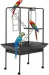 Garvee 64'' H Inch Birdcage Stand Play Center with Perches and Ladders, Indoor Outdoor Playground for Birds, Bird Playstand w/Rotated Ring Removable Tray, Lockable Caster, for Macaw and Parakeet