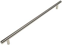 Cosmas 10 Pack 305-320SN Satin Nickel Cabinet Hardware Euro Style Bar Handle Pull - 12-5/8" (320mm) Hole Centers, 15" Overall Length