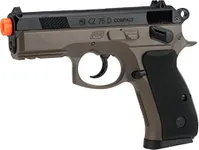 Evike Airsoft - ASG Ceska Zbrojovka CZ.75D Compact High Grade Full Size Airsoft SPR.ing PIS.tol (Color: Flat Dark Earth)