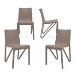 OAKNEST Supreme Zyleg Plastic Chair| Designer Armless Chair for Dining Room| Weight Bearing Capacity 150 Kg| 6 Months Warranty* (Dark Beige)| Set of 4 Piece