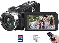 Video Camera 4K Camcorder 18X Digital Zoom IR Night Vision 48MP Vlogging Camera for YouTube, 3.0 Inch 270° Rotation HD Touch Screen Camcorder Recorder with Remote Control, 2 Batteries, 32GB SD Card