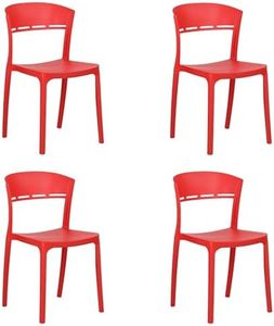 Totò Piccinni Sedia DELTA in Polipropilene in fibra di Vetro Moderne Design Impilabile (Rosso, 4)
