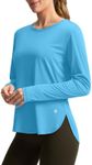 Women's Sun Shirts UPF 50+ Long Sleeve UV Protection Shirt Lightweight Quick Dry Workout Hiking Tops for Women(Sky Blue,XXL)