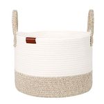 Aoohun Cotton Rope Laundry Basket, Woven Storage Baskets Collapsible Toy Hamper Storage Organiser Desert Small 40 x 28 cm
